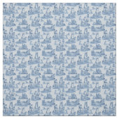 Working from Home with my Cats two tone Delft Blue ファブリック (見本)