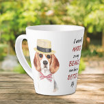 Working Hard for My Beagle カフェラテマグ<br><div class="desc">Here's the perfect latte mug for the Beagle owner! At each side is a portrait of a cute beagle dog. One is wearing a sombrero style hat, and red sunglasses. The other is wearing a dapper man's hat, and a red and white striped bow tie. Between the images is black...</div>