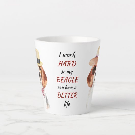 Working Hard for My Beagle カフェラテマグ (正面)