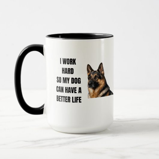 Working Hard for My German Shepherd マグカップ (左)