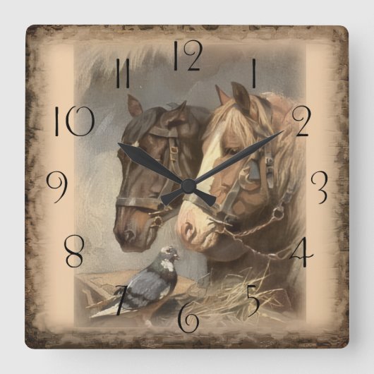 Working Horse スクエア壁時計 (正面)