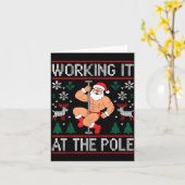 Working It At The Le Funny Santa Dancing Ugly Chri カード (黄色い花)