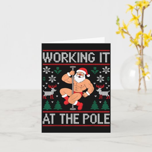 Working It At The Le Funny Santa Dancing Ugly Chri カード (黄色い花)