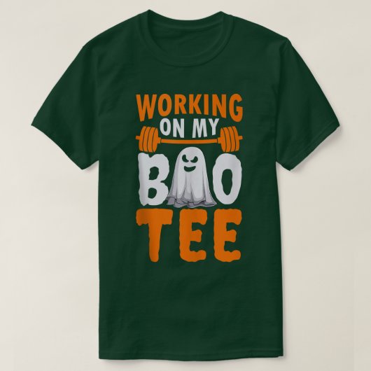 Working On My Boo Tee Funny Halloween Workout Weig Tシャツ (デザイン正面)