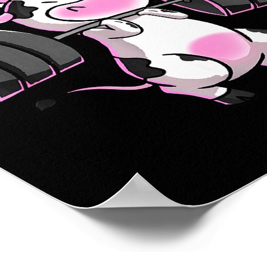 Working On My Mooscles Funny Gym Cow Weightlifting ポスター (角)