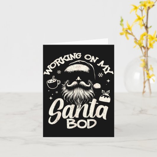 Working On My Santa Bod - Christmas Future Dad  カード (黄色い花)