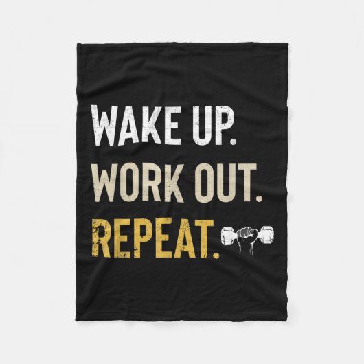 Workou Wake Up Insrational And Motivational Gym Gi フリースブランケット (正面)