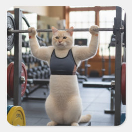 Workout Cat Sticker スクエアシール