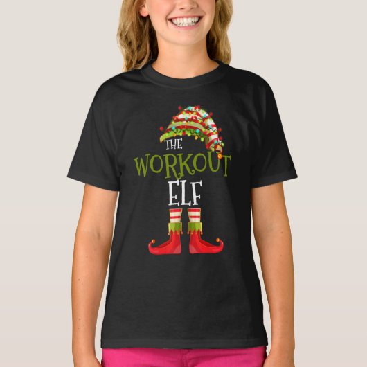 workout Elf Group Matching Family Christmas Tシャツ (正面)