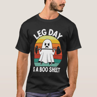 Workout Ghost Leg Day Boo Sheet Halloween Gym Humo Tシャツ