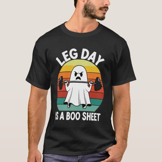 Workout Ghost Leg Day Boo Sheet Halloween Gym Humo Tシャツ (正面)