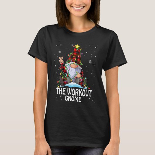 Workout Gnome Buffalo Plaid Matching Christmas Tre Tシャツ (正面)