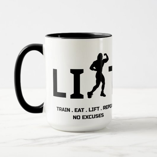 Workout Motivation Mug - LIFT and Train Hard  マグカップ (左)