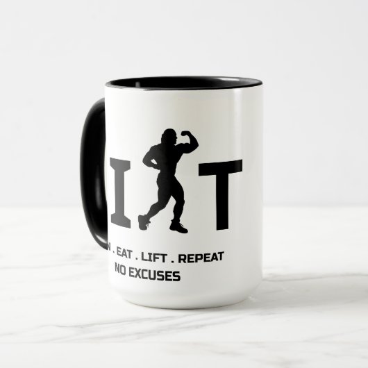 Workout Motivation Mug - LIFT and Train Hard  マグカップ (正面左)
