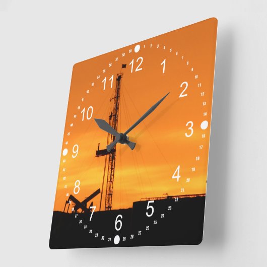 Workover Rigサイトの分数 スクエア壁時計 (傾斜)