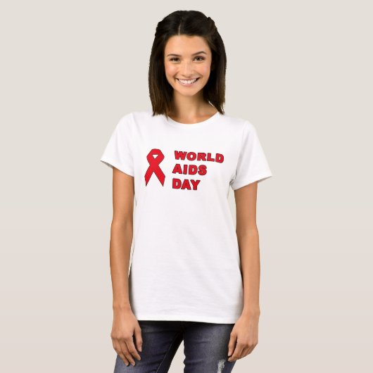 World Aids Day - Red Ribbon HIV Tシャツ (正面フル)