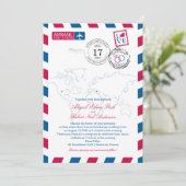 World Airmail USA & Santorini Greece | ウェディング 招待状 (スタンド正面)