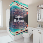 World Airplaneの翼とフィールドを見るundeneath シャワーカーテン (インサイチュ)