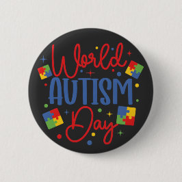 World Autism Awareness Day Colorful Puzzle Piece 缶バッジ