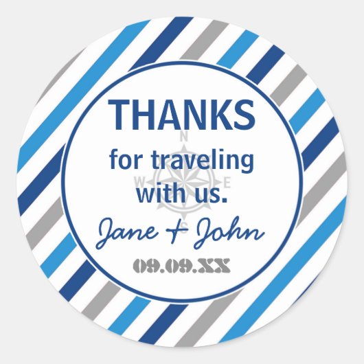 World Awaits赤ちゃんシャワーありがとうステッカー ラウンドシール (正面)