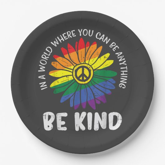 World Be Kind Rainbow ペーパープレート (正面)