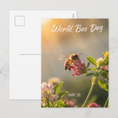 World Bee Day Honeybee Floral Art シーズンポストカード (正面/裏面)