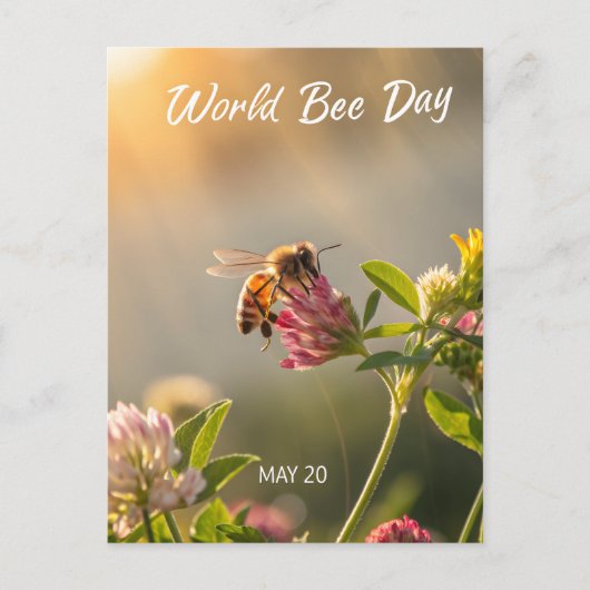 World Bee Day Honeybee Floral Art シーズンポストカード (正面)
