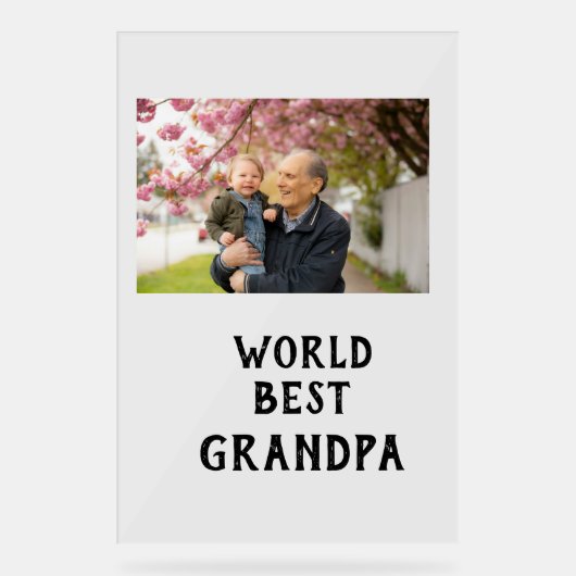 World best Grandpa photo name father's day grandpa アクリルサイン (正面)