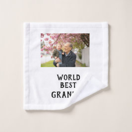 World best Grandpa photo name father's day grandpa ウォッシュタオル