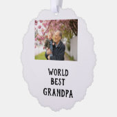 World best Grandpa photo name father's day grandpa オーナメントカード (左)