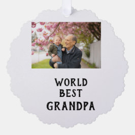 World best Grandpa photo name father's day grandpa オーナメントカード