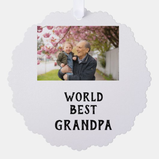 World best Grandpa photo name father's day grandpa オーナメントカード (正面)