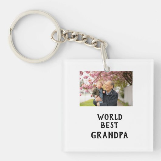 World best Grandpa photo name father's day grandpa キーホルダー (正面)