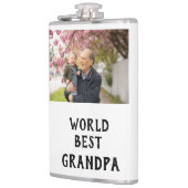 World best Grandpa photo name father's day grandpa フラスク (左)