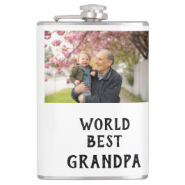 World best Grandpa photo name father's day grandpa フラスク