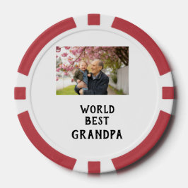 World best Grandpa photo name father's day grandpa ポーカーチップ