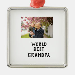 World best Grandpa photo name father's day grandpa メタルオーナメント