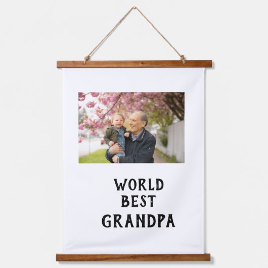 World best Grandpa photo name father's day grandpa 吊り下げ型タペストリー (正面)