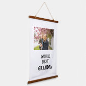 World best Grandpa photo name father's day grandpa 吊り下げ型タペストリー (傾斜あり)