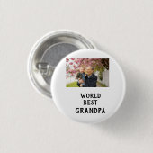 World best Grandpa photo name father's day grandpa 缶バッジ (正面&裏面)