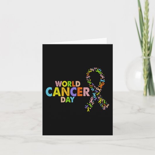 World Cancer Day Ribbon Support Cancer All Ribbon カード (正面)