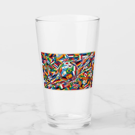 World Cup 2026 Nations Flag Soccer Ball Glass Mug タンブラーグラス (正面)