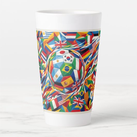 World Cup 2026 Nations Flag Soccer Ball Latte Mug カフェラテマグ (正面)