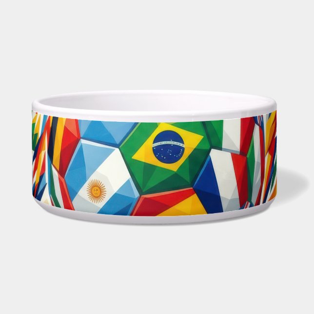 World Cup 2026 Nations Flag Soccer Ball Pet Bowl ボウル (正面)