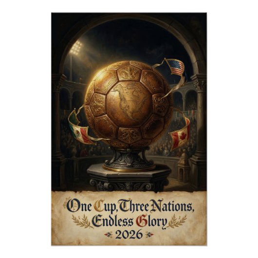 World Cup 2026 Renaissance Soccer PosterUSA Mex CA ポスター (正面)