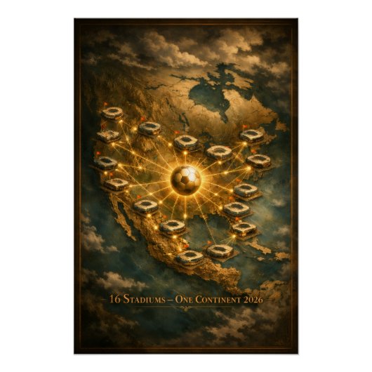 World Cup 2026 Stadium Night Soccer USA MX CA ポスター (正面)