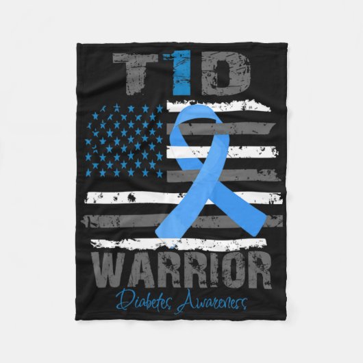 World Diabetes Awareness Blue Ribbon T1d Warrior T フリースブランケット (正面)