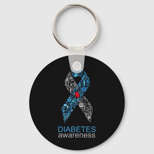 World Diabetes Day Diabetes Awareness Ribbon  キーホルダー (正面)