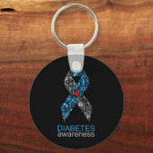 World Diabetes Day Diabetes Awareness Ribbon  キーホルダー (正面)