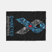 World Diabetes Day Diabetes Awareness Ribbon  フリースブランケット (正面(横))